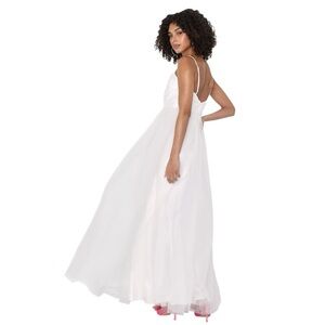 Lulus Spellbinding Beauty White Glitter Sleeveless Tulle Gown
